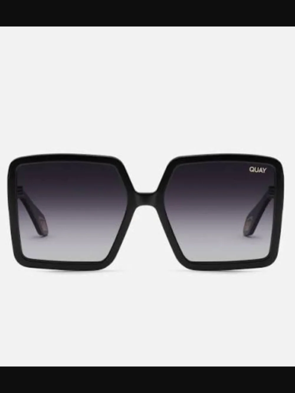 Quay Australia Black & Gold‎ Almost Ready Square Frame Polarized Sunglasses